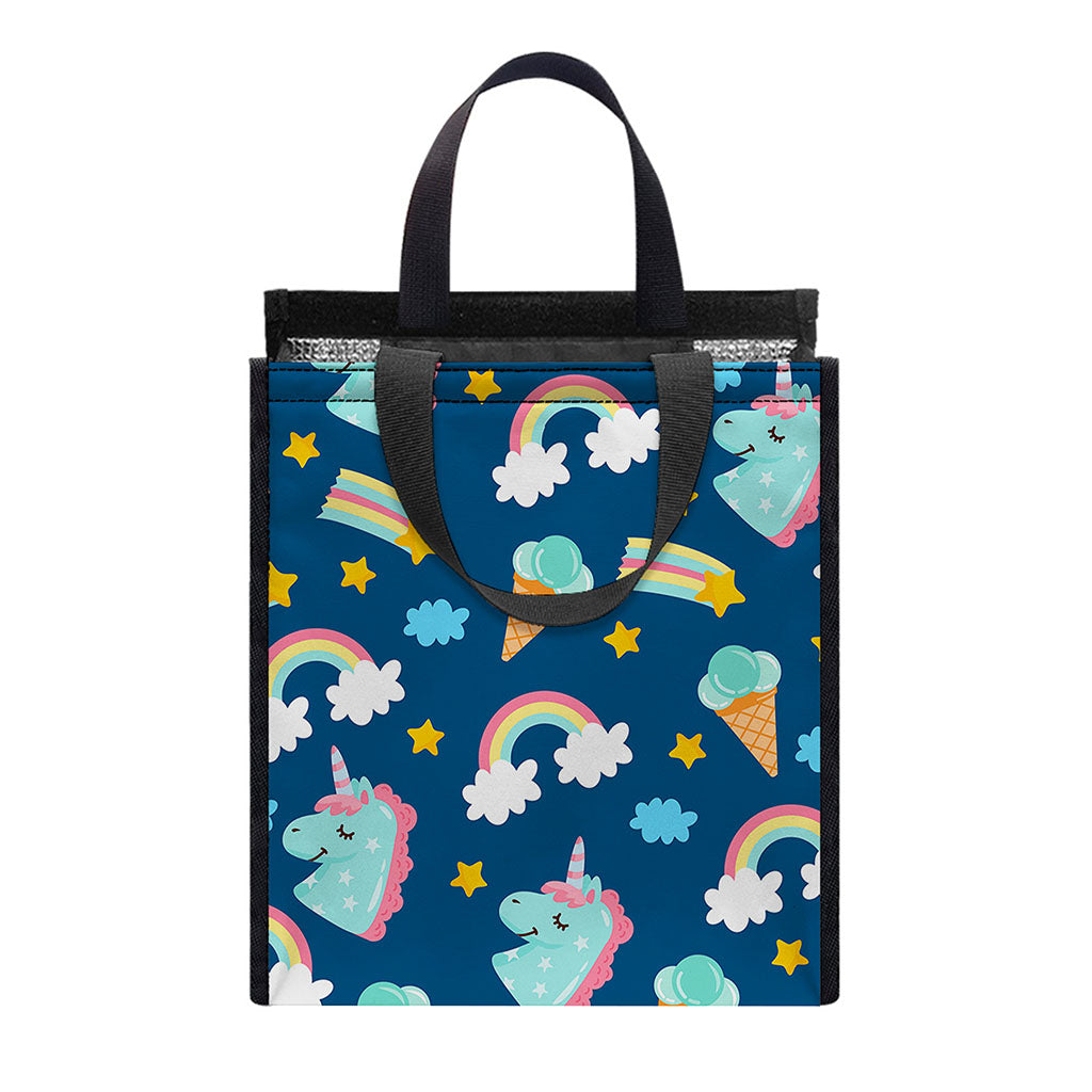 Cute Girly Unicorn Pattern Print Insulated Lunch Tote