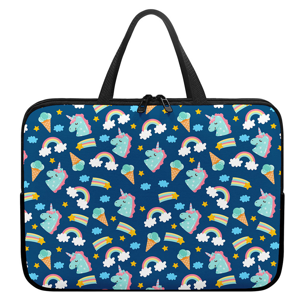 Cute Girly Unicorn Pattern Print Laptop Sleeve With Handle