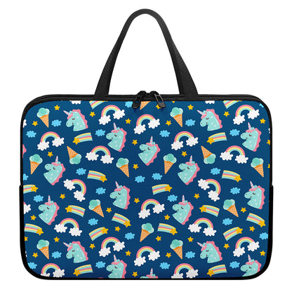 Cute Girly Unicorn Pattern Print Laptop Sleeve With Handle