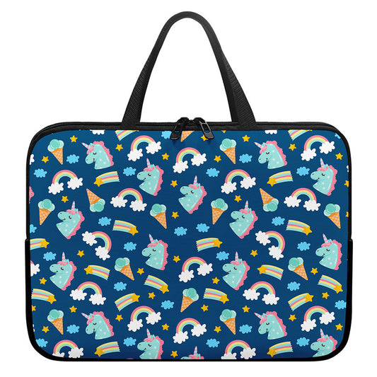 Cute Girly Unicorn Pattern Print Laptop Sleeve With Handle