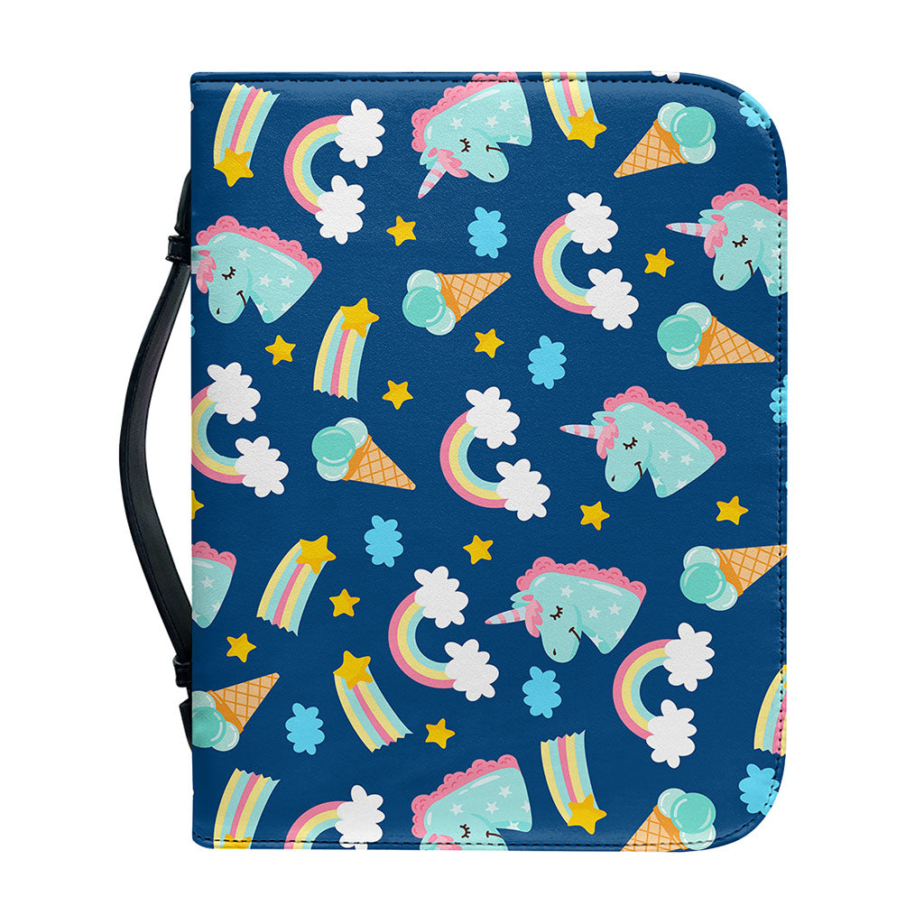 Cute Girly Unicorn Pattern Print Leather Bible Cover