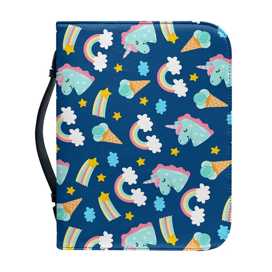 Cute Girly Unicorn Pattern Print Leather Bible Cover