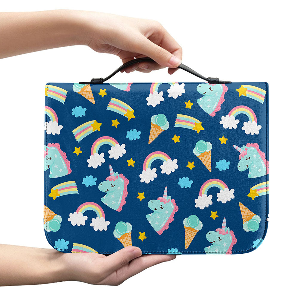 Cute Girly Unicorn Pattern Print Leather Bible Cover