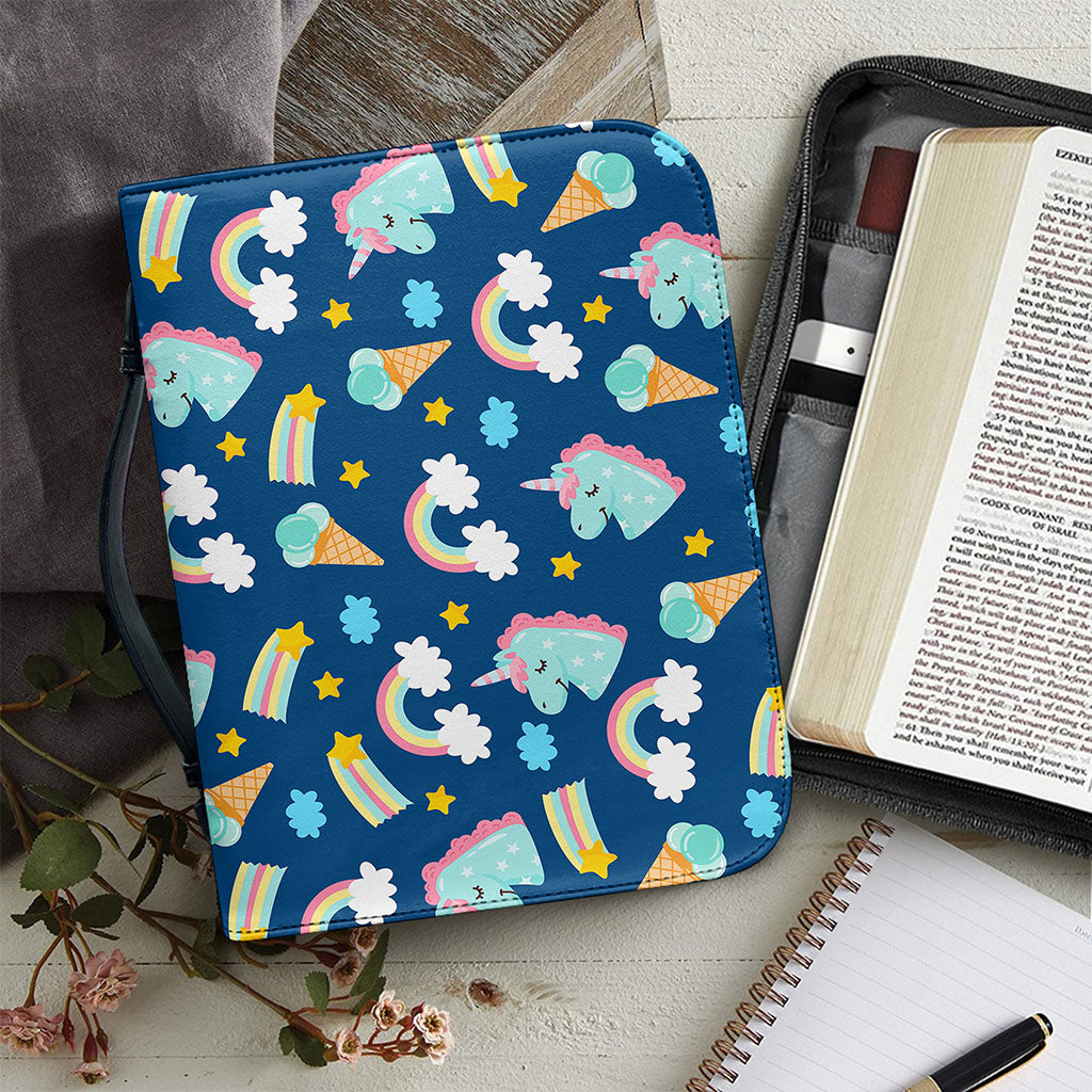 Cute Girly Unicorn Pattern Print Leather Bible Cover