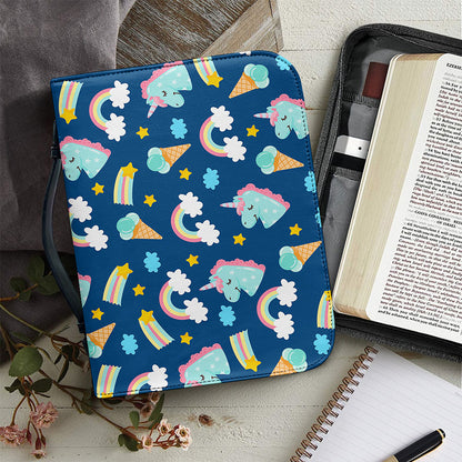 Cute Girly Unicorn Pattern Print Leather Bible Cover