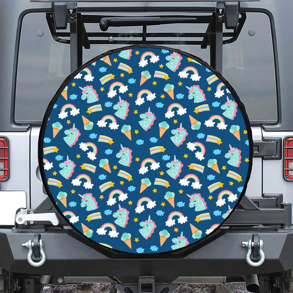 Cute Girly Unicorn Pattern Print Leather Spare Tire Cover