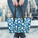 Cute Girly Unicorn Pattern Print Leather Tote Bag