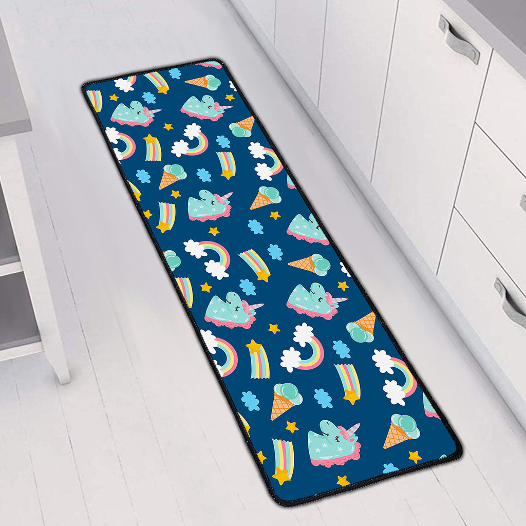 Cute Girly Unicorn Pattern Print Long Kitchen Mat