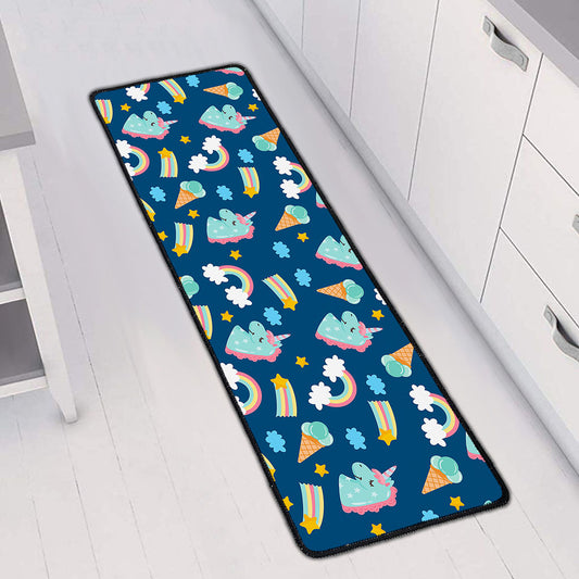 Cute Girly Unicorn Pattern Print Long Kitchen Mat