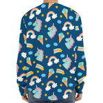 Cute Girly Unicorn Pattern Print Long Sleeve Baseball Jersey