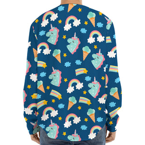 Cute Girly Unicorn Pattern Print Long Sleeve Baseball Jersey