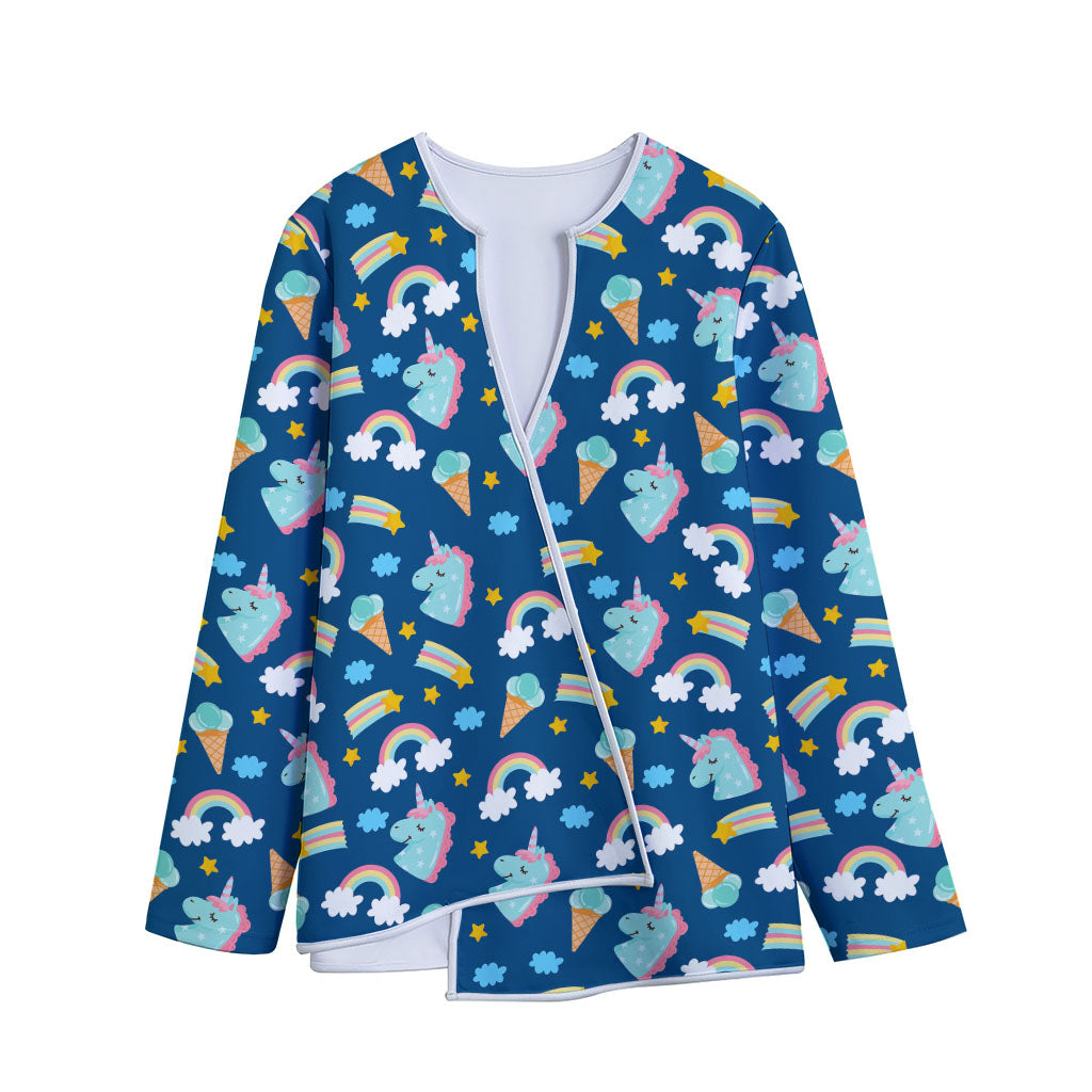 Cute Girly Unicorn Pattern Print Long Sleeve Short Coat