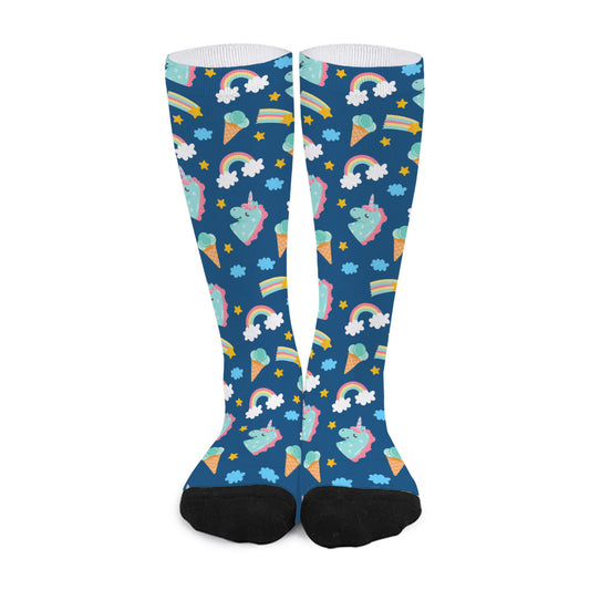 Cute Girly Unicorn Pattern Print Long Socks
