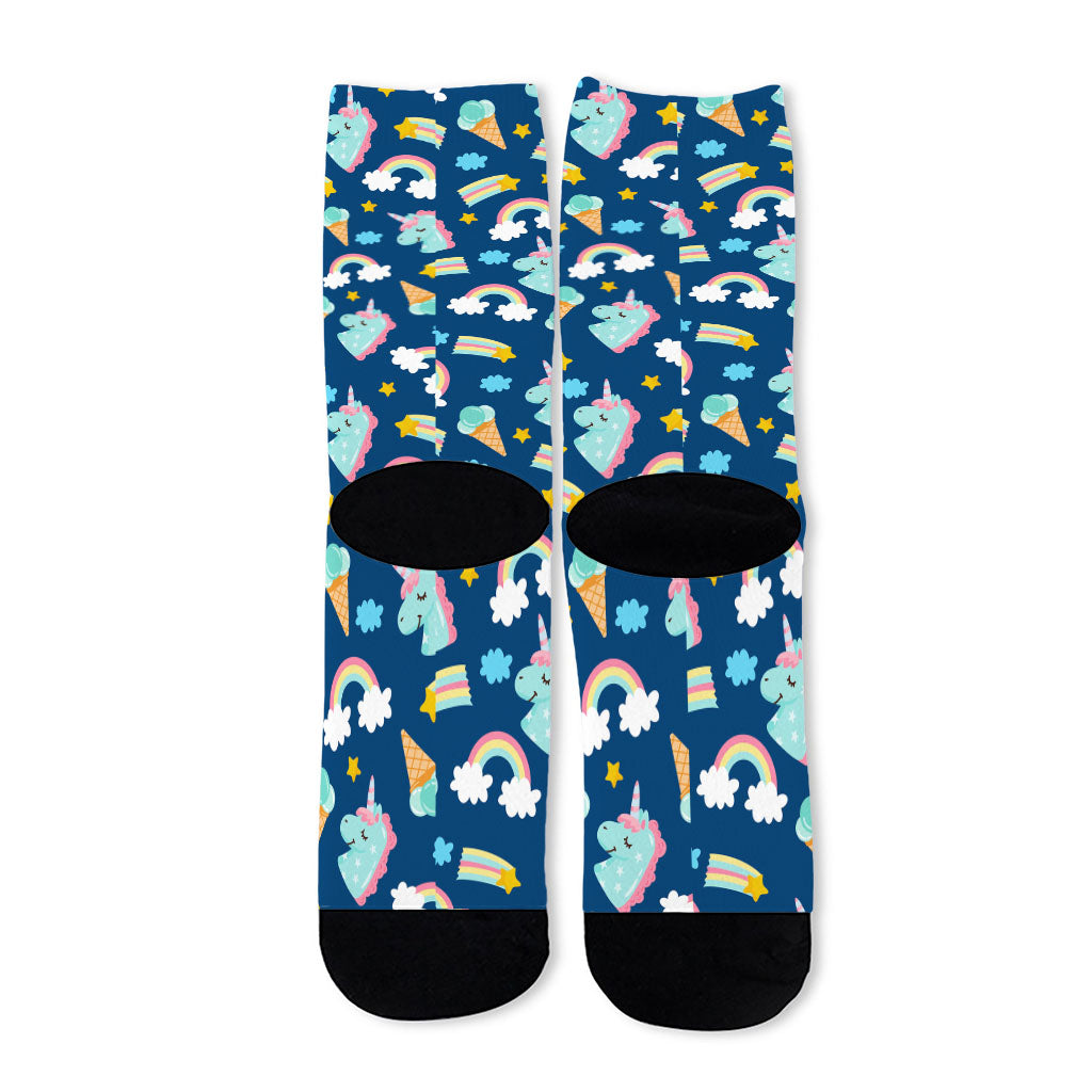 Cute Girly Unicorn Pattern Print Long Socks