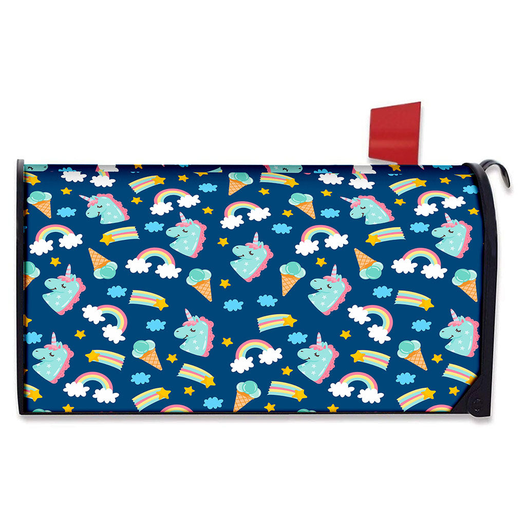 Cute Girly Unicorn Pattern Print Mailbox Cover