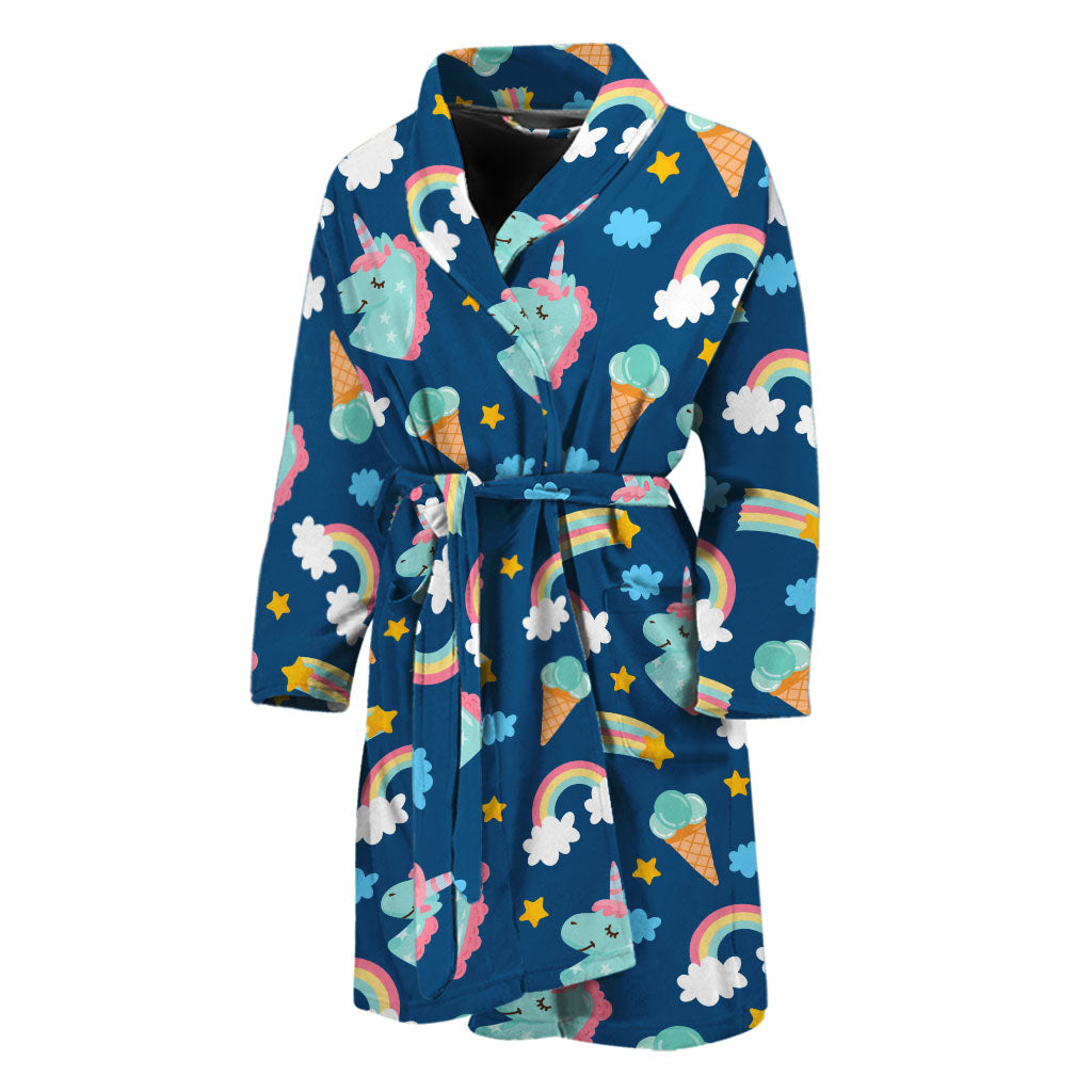 Cute Girly Unicorn Pattern Print Men's Bathrobe