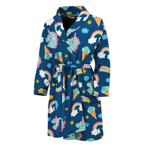 Cute Girly Unicorn Pattern Print Men's Bathrobe