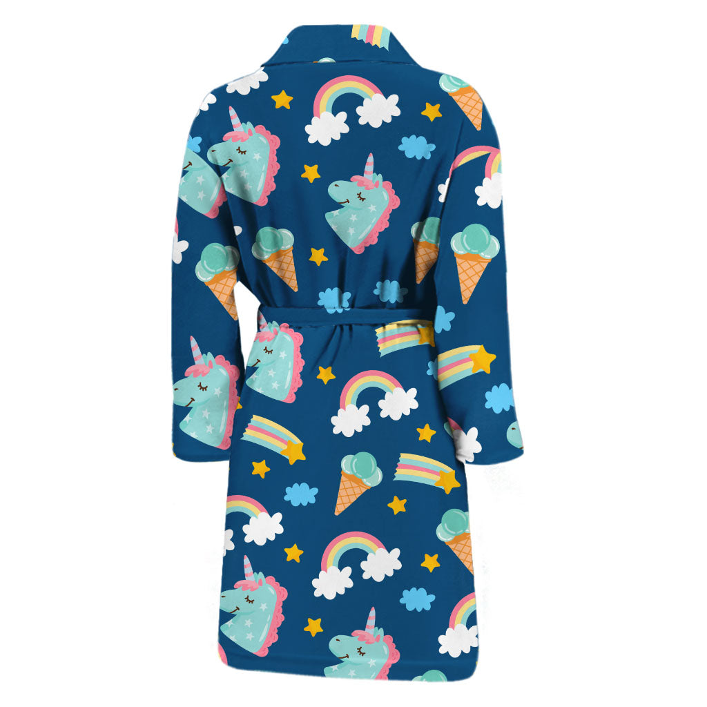 Cute Girly Unicorn Pattern Print Men's Bathrobe