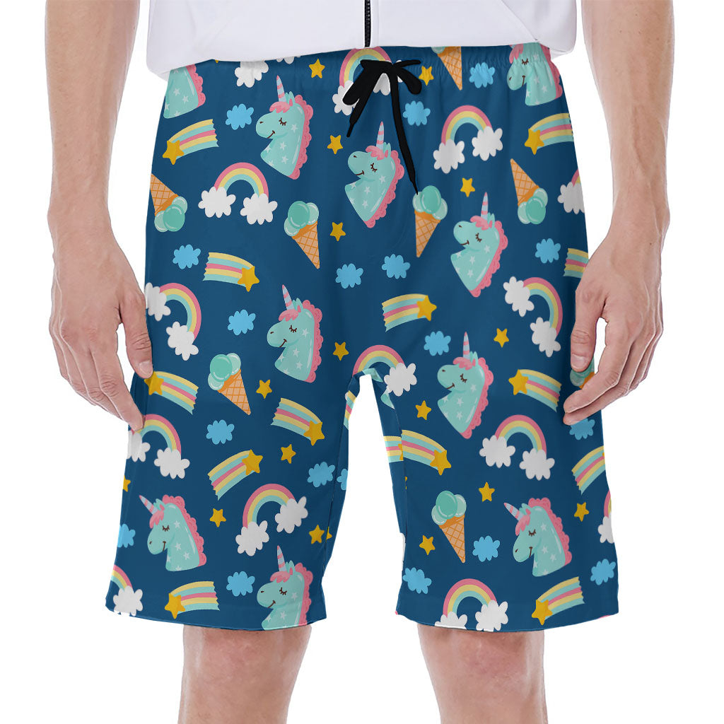 Cute Girly Unicorn Pattern Print Men's Beach Shorts