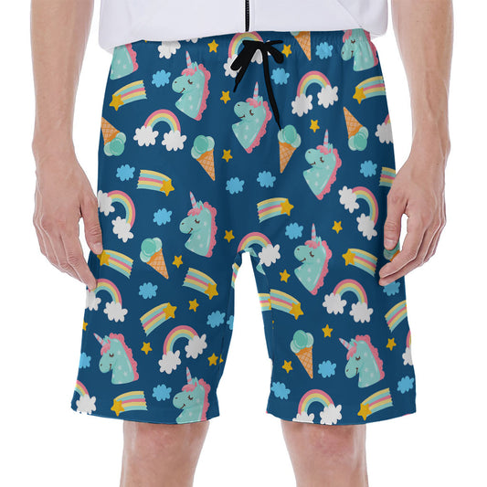 Cute Girly Unicorn Pattern Print Men's Beach Shorts