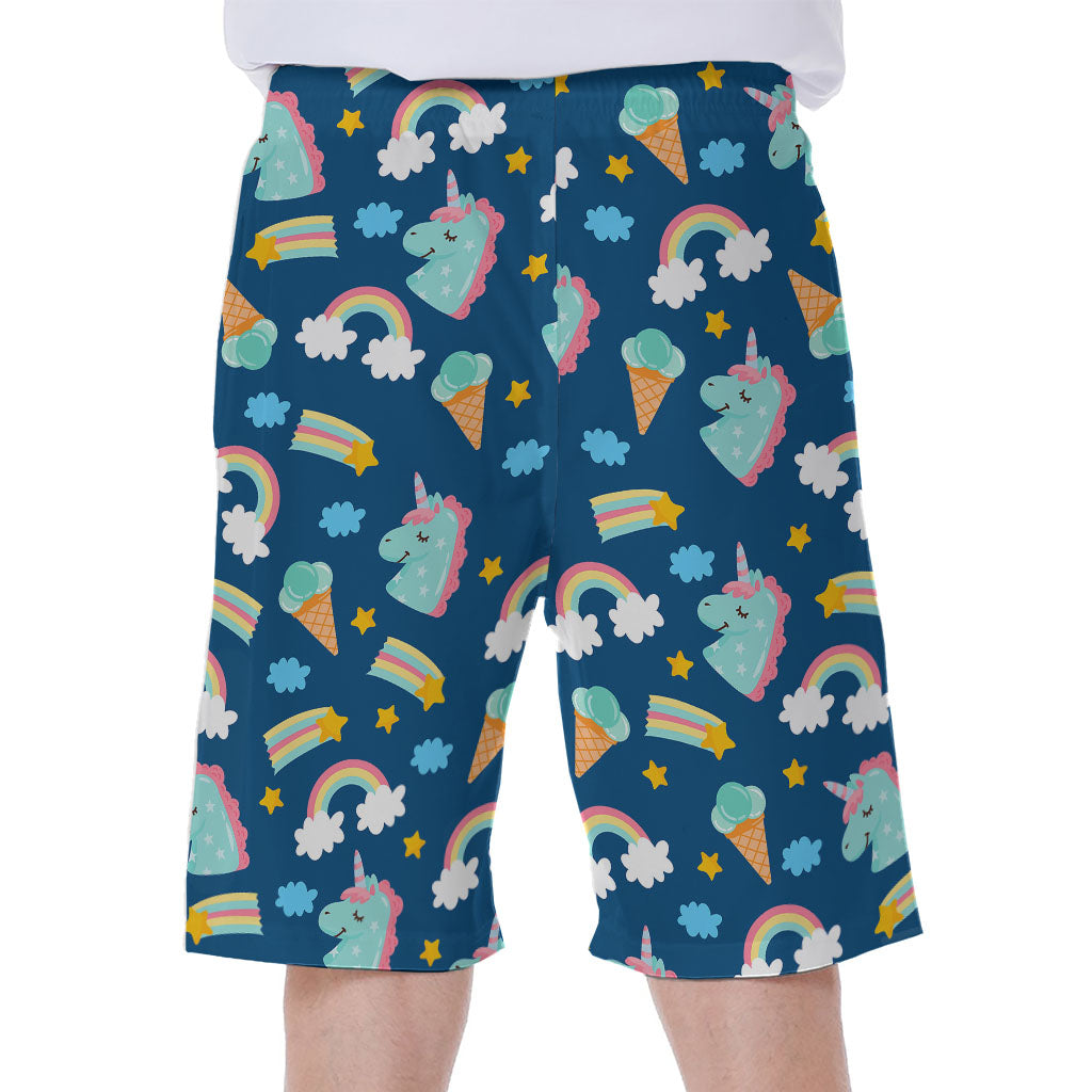 Cute Girly Unicorn Pattern Print Men's Beach Shorts