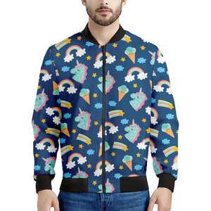 Cute Girly Unicorn Pattern Print Men's Bomber Jacket