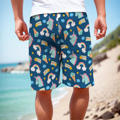 Cute Girly Unicorn Pattern Print Men's Cargo Shorts