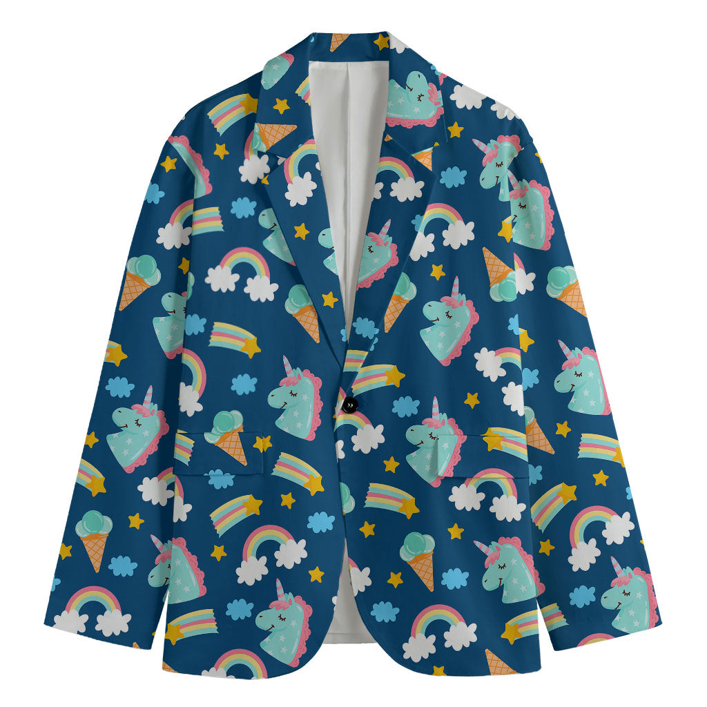 Cute Girly Unicorn Pattern Print Men's Cotton Blazer