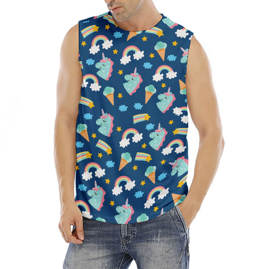 Cute Girly Unicorn Pattern Print Men's Fitness Tank Top
