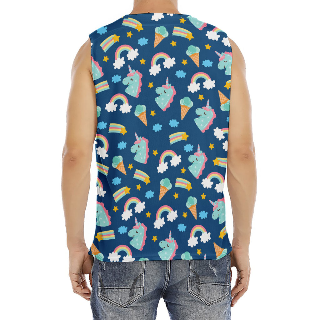 Cute Girly Unicorn Pattern Print Men's Fitness Tank Top