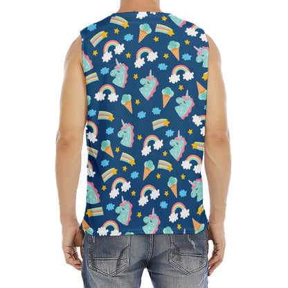 Cute Girly Unicorn Pattern Print Men's Fitness Tank Top