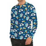 Cute Girly Unicorn Pattern Print Men's Long Sleeve Rash Guard