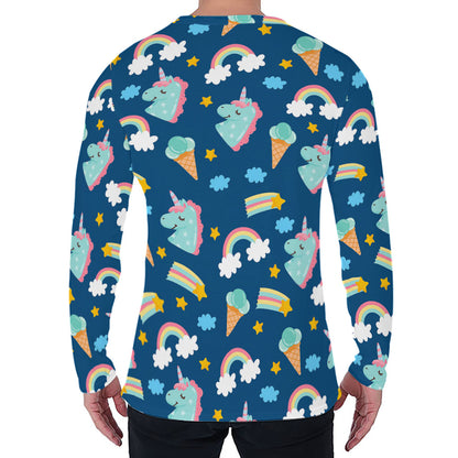 Cute Girly Unicorn Pattern Print Men's Long Sleeve T-Shirt