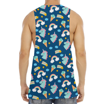 Cute Girly Unicorn Pattern Print Men's Muscle Tank Top