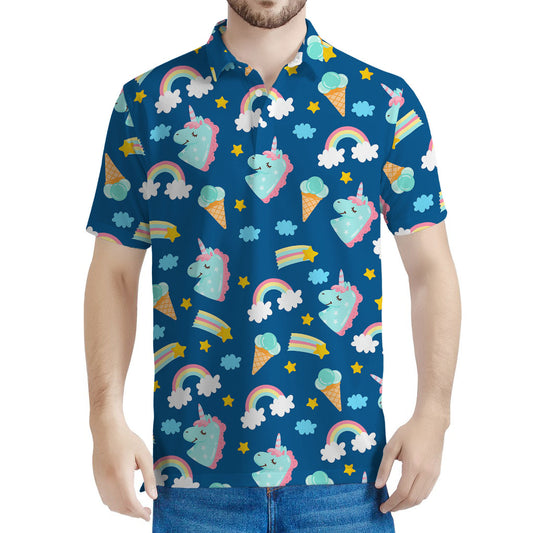 Cute Girly Unicorn Pattern Print Men's Polo Shirt
