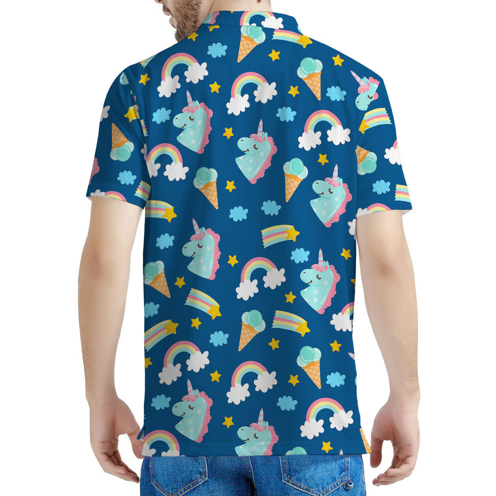 Cute Girly Unicorn Pattern Print Men's Polo Shirt