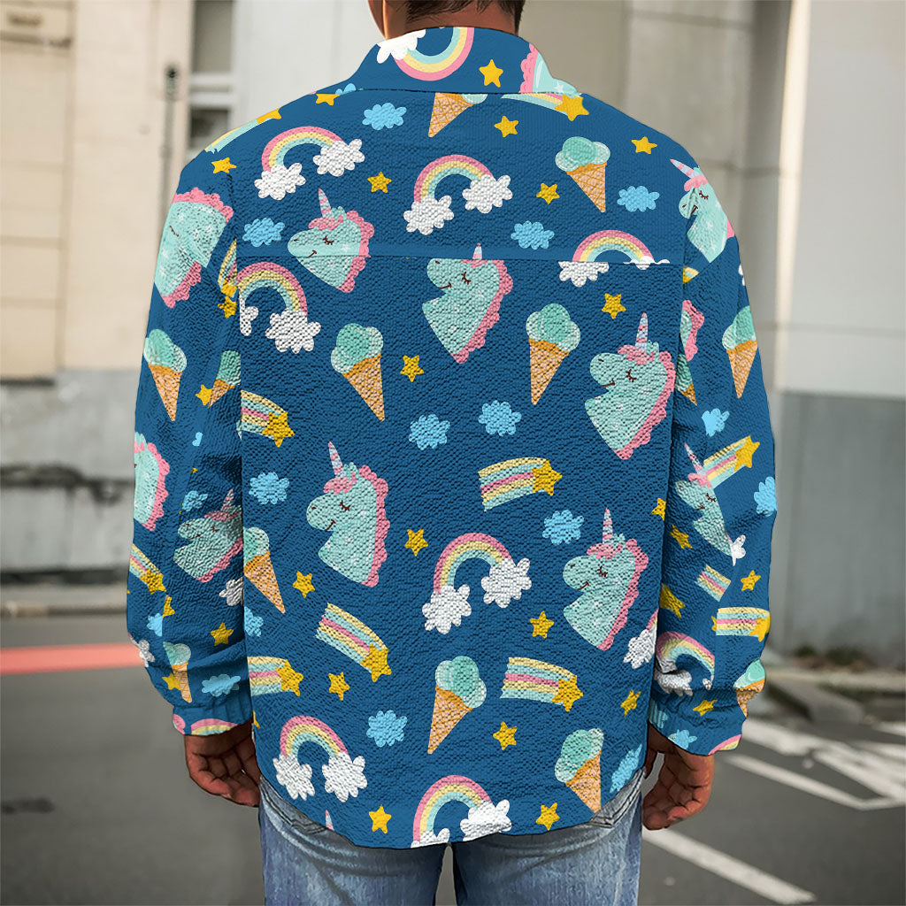 Cute Girly Unicorn Pattern Print Men's Shirt Jacket