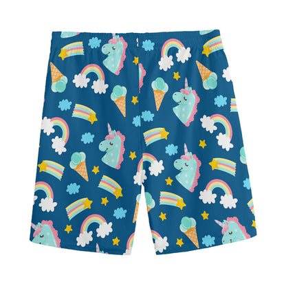 Cute Girly Unicorn Pattern Print Men's Sports Shorts