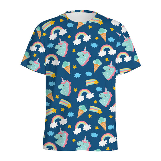 Cute Girly Unicorn Pattern Print Men's Sports T-Shirt