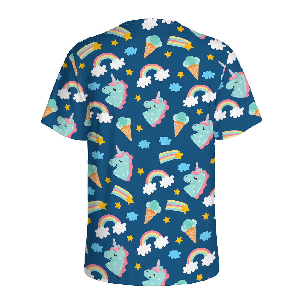 Cute Girly Unicorn Pattern Print Men's Sports T-Shirt
