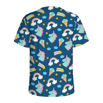 Cute Girly Unicorn Pattern Print Men's Sports T-Shirt