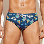 Cute Girly Unicorn Pattern Print Men's Swim Briefs