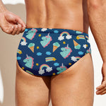 Cute Girly Unicorn Pattern Print Men's Swim Briefs