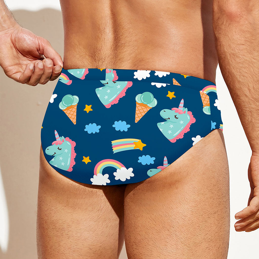 Cute Girly Unicorn Pattern Print Men's Swim Briefs