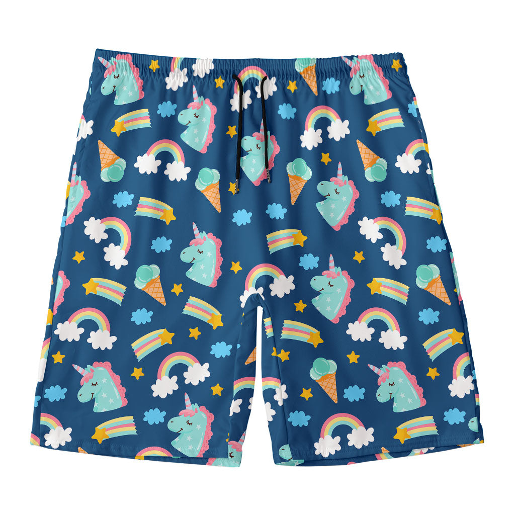 Cute Girly Unicorn Pattern Print Men's Swim Trunks