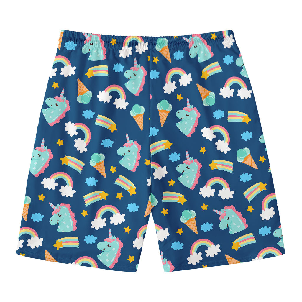 Cute Girly Unicorn Pattern Print Men's Swim Trunks