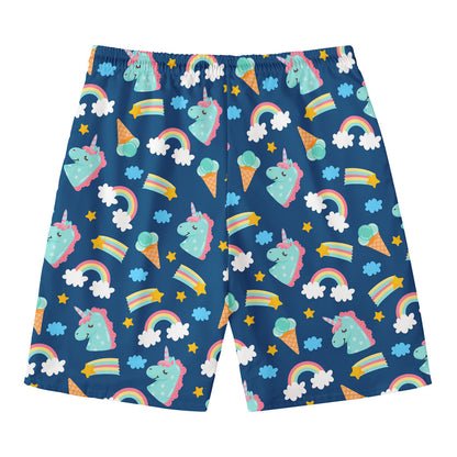 Cute Girly Unicorn Pattern Print Men's Swim Trunks