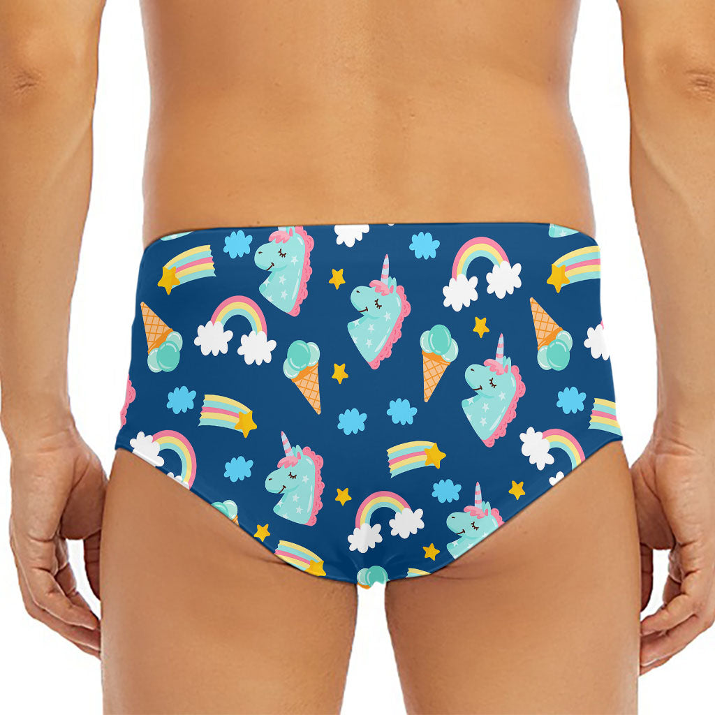 Cute Girly Unicorn Pattern Print Men's Triangle Swim Briefs
