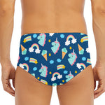 Cute Girly Unicorn Pattern Print Men's Triangle Swim Briefs