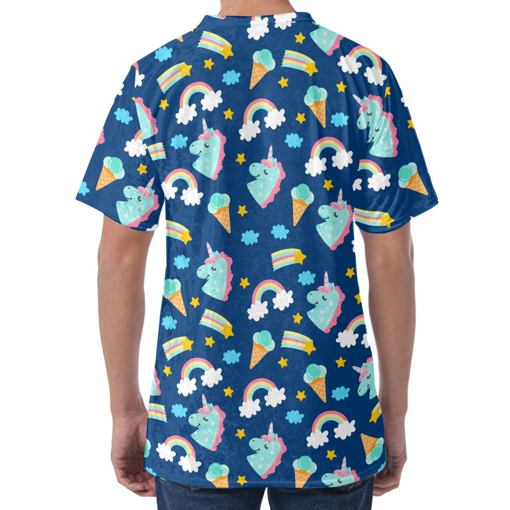 Cute Girly Unicorn Pattern Print Men's Velvet T-Shirt